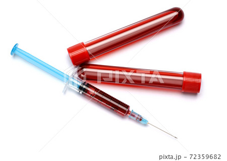 Medical syringe and plastic test tube isolated on white background Medical syringe and plastic test tube isolated on white background 72359682
