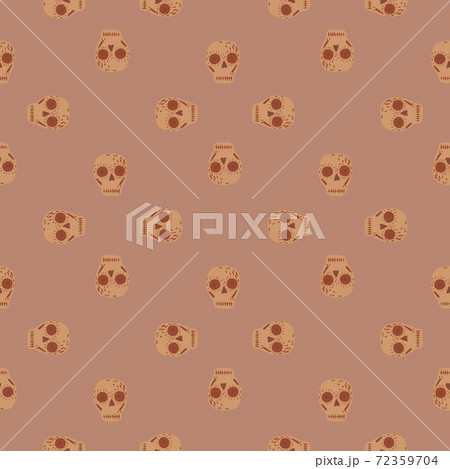Decorative seamless pattern with little beige skull decor ornament. Pale palette horror backdrop. 72359704