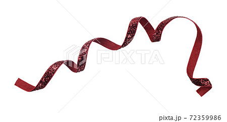 Twisted red shining velvet ribbon isolated on white 72359986