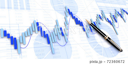 経済チャートとボールペン 72360672