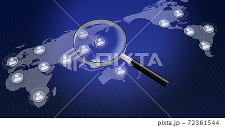 世界地図とSNSを虫メガネで検索 72361544