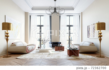 Modern living room with two sofas 72362700