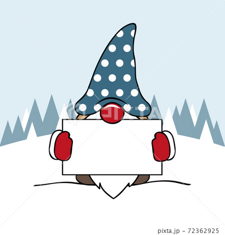 christmas cute gnome with blue clothes and card 72362925