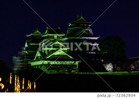 熊本城　最高に美しい夜景の城風景2020年 72362934