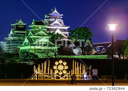 熊本城　最高に美しい夜景の城風景2020年 72362944