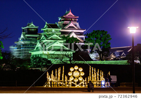 熊本城　最高に美しい夜景の城風景2020年 72362946