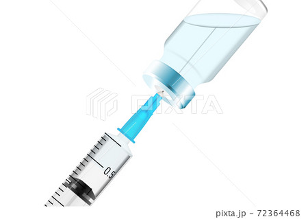 Plastic syringe with needle and bottle. Vaccination concept 72364468