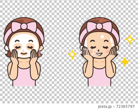 フェイスパックをする女性 美容 ビューティー スキンケアのイラスト素材