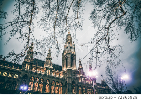vienna Town Hall and park decorated for Christmas vienna Town Hall and park decorated for Christmas 72365928