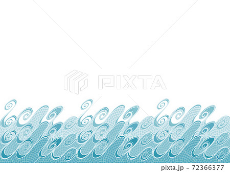 波模様 背景イラスト フレーム 鮫小紋 水色のイラスト素材