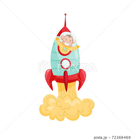 Cheerful Ape Character on Board of Space Rocket Vector Illustration Cheerful Ape Character on Board of Space Rocket Vector Illustration 72366469