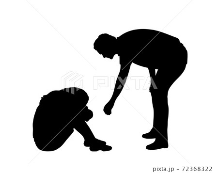 Silhouette man wants to help girl Silhouette man wants to help girl 72368322
