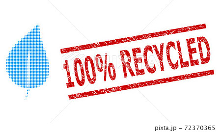 Textured 100% Recycled Seal and Halftone Dotted Plant Leaf Textured 100% Recycled Seal and Halftone Dotted Plant Leaf 72370365