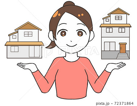 2階建てと3階建てを比較 女性 2階建てと3階建てを比較 女性 72371864