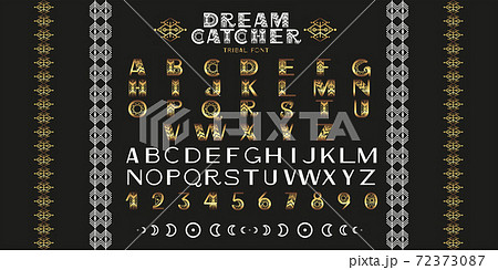 Tribal Alphabet. Letters, numbers and symbolsのイラスト素材