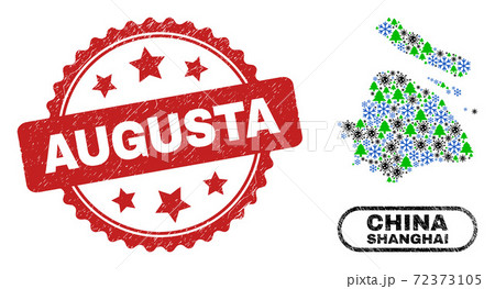 Augusta Grunge Seal and Shanghai City Map Mosaic of Coronavirus Christmas Augusta Grunge Seal and Shanghai City Map Mosaic of Coronavirus Christmas 72373105