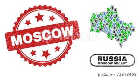 Moscow Textured Seal Stamp and Moscow Region Map Mosaic of Covid-2019 Winter Moscow Textured Seal Stamp and Moscow Region Map Mosaic of Covid-2019 Winter 72373408
