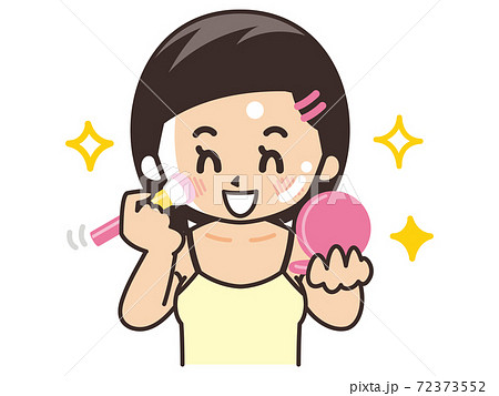 チークを塗る女性 美容 ビューティー 化粧 メイクのイラスト素材