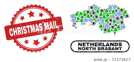 Christmas Mail Grunge Seal and North Brabant Province Map Composition of Pandemic Winter 72373627