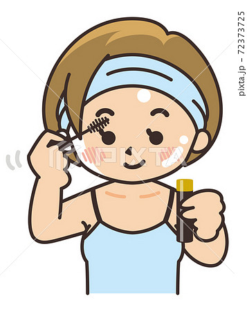 マスカラを塗る女性 美容 ビューティー 化粧 メイクのイラスト素材