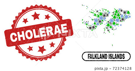 Cholerae Textured Seal Stamp and Falkland Islands Map Collage of Pandemic New Year 72374128