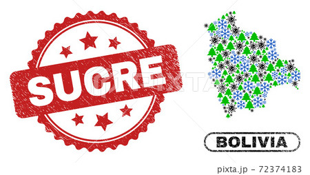 Sucre Distress Seal and Bolivia Map Mosaic of Coronavirus Christmas 72374183