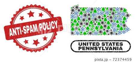 Anti-Spam Policy Distress Seal Stamp and Pennsylvania State Map Collage of Covid Winter 72374459