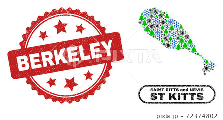 Berkeley Scratched Stamp and St Kitts Island Map Composition of Covid-2019 New Year Berkeley Scratched Stamp and St Kitts Island Map Composition of Covid-2019 New Year 72374802