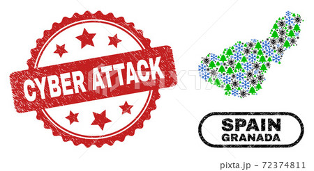 Cyber Attack Distress Stamp and Granada Province Map Composition of Covid Winter Cyber Attack Distress Stamp and Granada Province Map Composition of Covid Winter 72374811