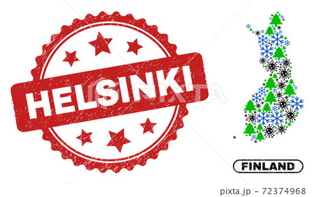Helsinki Grunge Seal and Finland Map Collage of Coronavirus Christmas Helsinki Grunge Seal and Finland Map Collage of Coronavirus Christmas 72374968