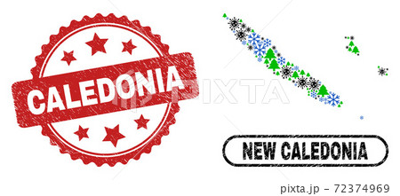 Caledonia Distress Seal and New Caledonia Islands Map Composition of Covid Christmas 72374969