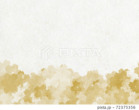 白い和紙に金色の桜柄の背景画像 72375356