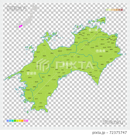 四国地方の地図・Shikoku・市町村名(市町村・区分け) 四国地方の地図・Shikoku・市町村名(市町村・区分け) 72375747