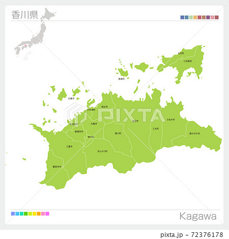 香川県の地図・kagawa・市町村名（市町村・区分け）