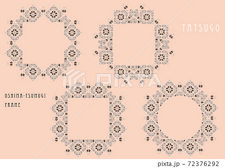 奄美大島紬龍郷柄レースのかわいいフレームのイラスト素材