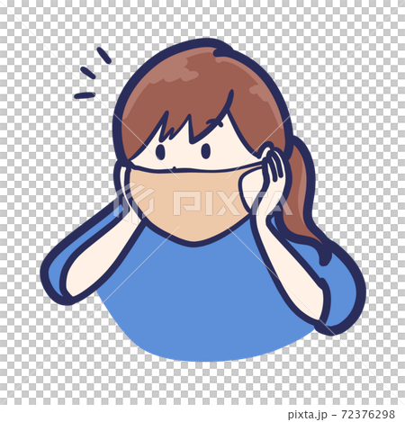 Illustration of a woman wearing a mask and living a new habit 72376298