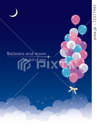夜空に浮かぶ風船　イラスト 72377491