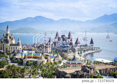 stylized fairytale Castle at Vinpearl Land park, at NHA TRANG, VIET NAM 72378029