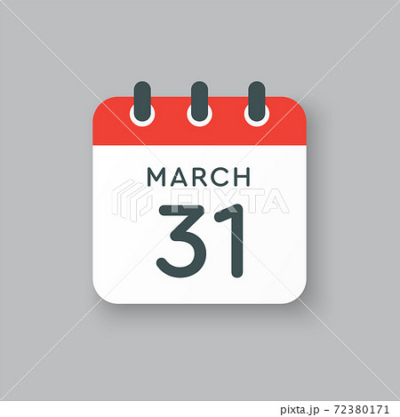 Icon day date 31 March, template calendar page Icon day date 31 March, template calendar page 72380171