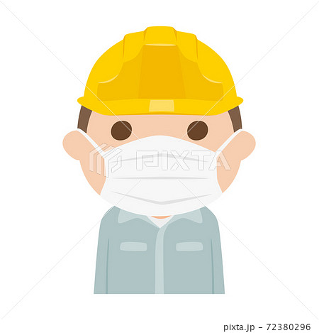男性の建設業者のイラスト 感染拡大を防ぐためにマスクをしてる男性 のイラスト素材