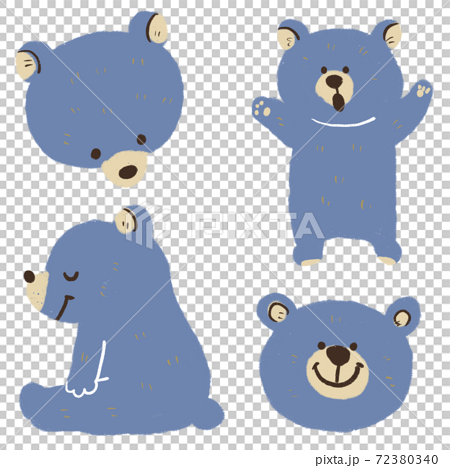 Handwritten Blue Bear Set Stock Illustration