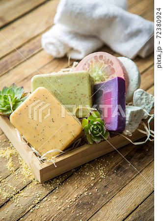 Spa soap in a wooden box 72380924