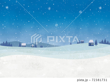夜の雪の街水彩 夜の雪の街水彩 72381731