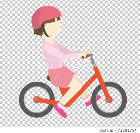 幼児用キックバイク_ヘルメット人物女児女の子バランスバイクのイラスト自転車運動のイメージ 72381754