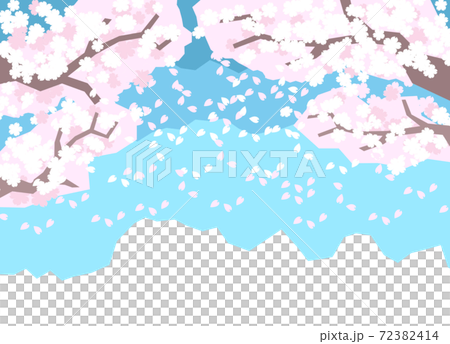 桜 満開 花びら 背景 青空 イラストのイラスト素材