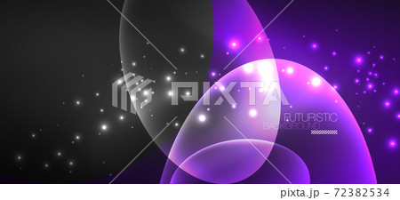 Neon ellipses abstract backgrounds. Shiny bright round shapes glowing in the dark. Vector futuristic illustrations for covers, banners, flyers and posters and other 72382534