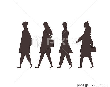 歩行者 若い女性 シルエットのイラスト素材