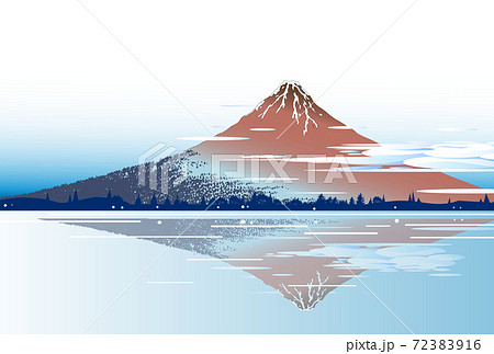 逆さ富士の風景 パステル画 原画 逆さ富士の風景 パステル画 原画