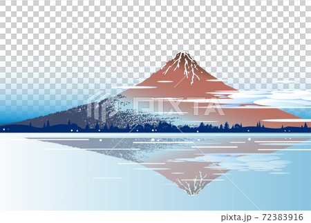 浮世絵風景、逆さ富士山 72383916