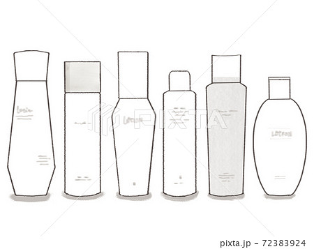 いろいろ化粧水set シンプルボトルのイラスト素材